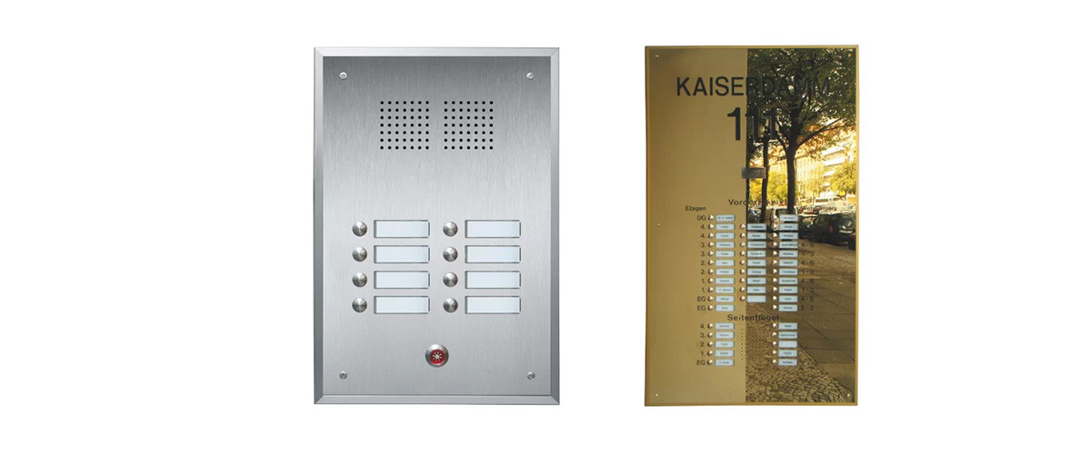 Individuelle Türstationen in silber und gold